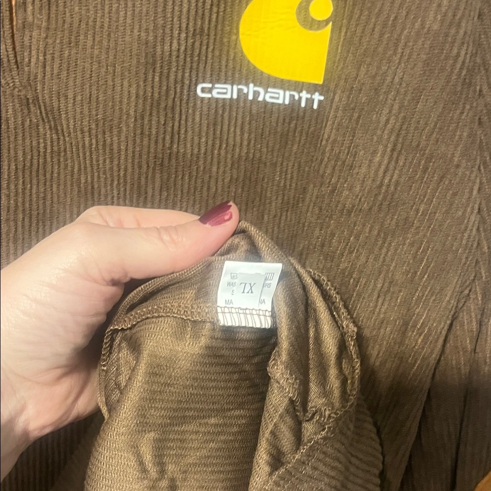 Carhartt Brown Corduroy type Pullover with Elbow patches - Picture 5 of 5